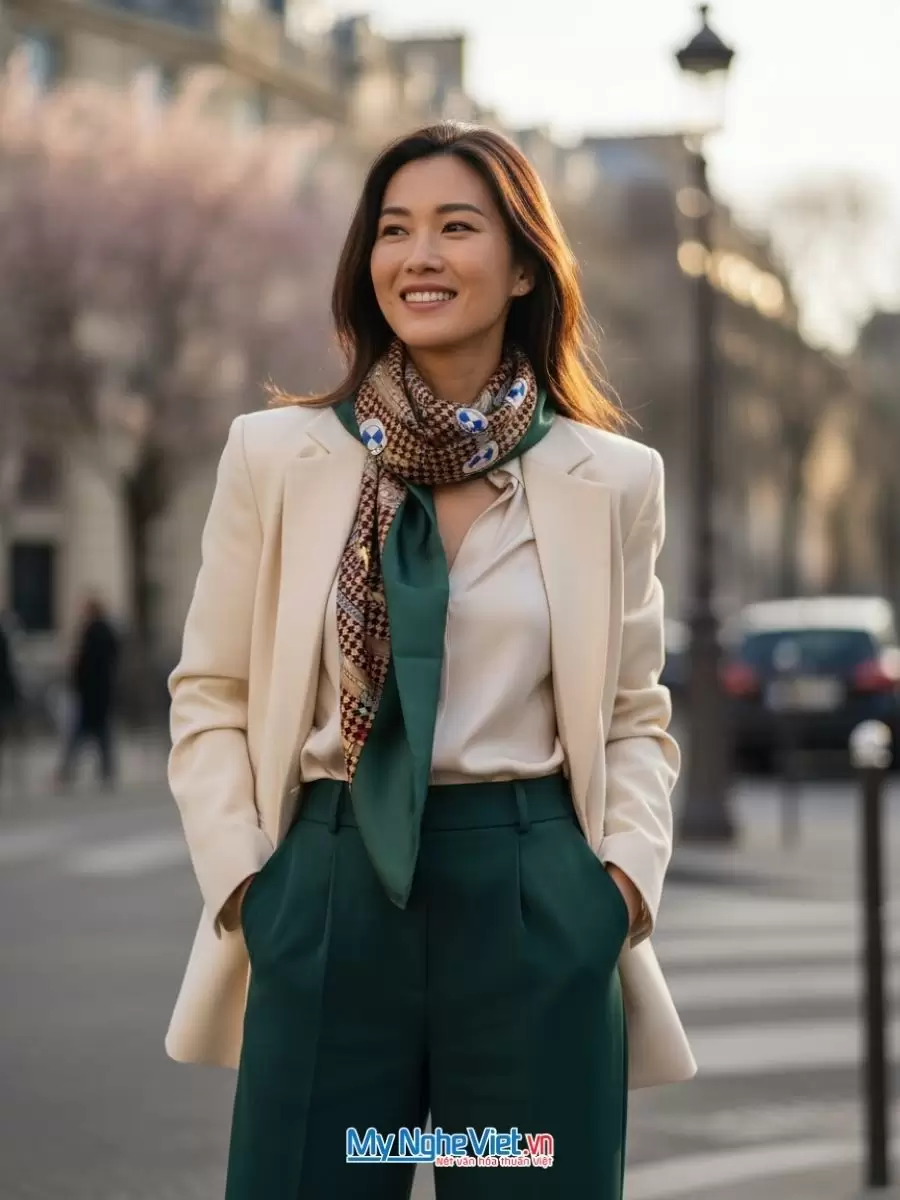 Khăn lụa tơ tằm in họa tiết nghệ thuật
