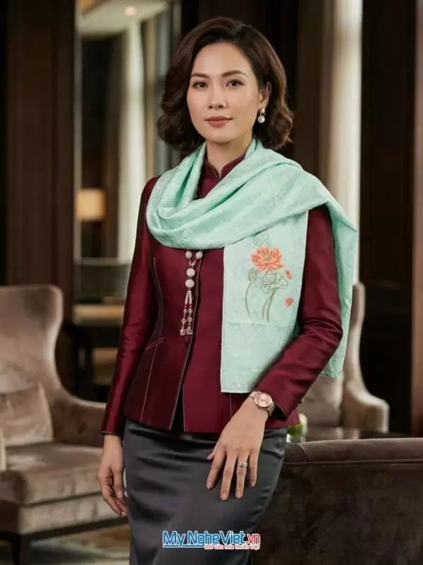Khăn lụa tơ tằm thêu tay cao cấp