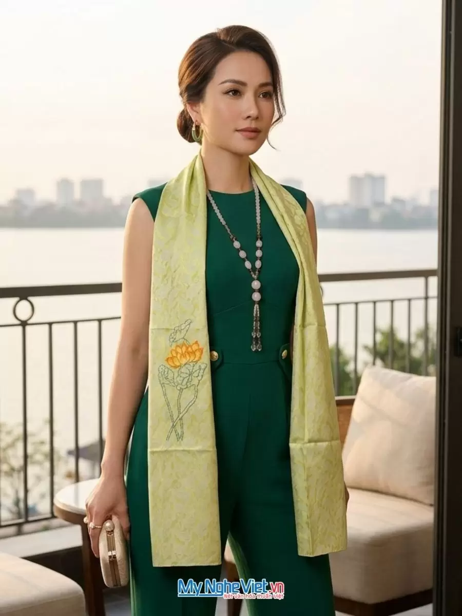 Khăn lụa tơ tằm thêu tay cao cấp
