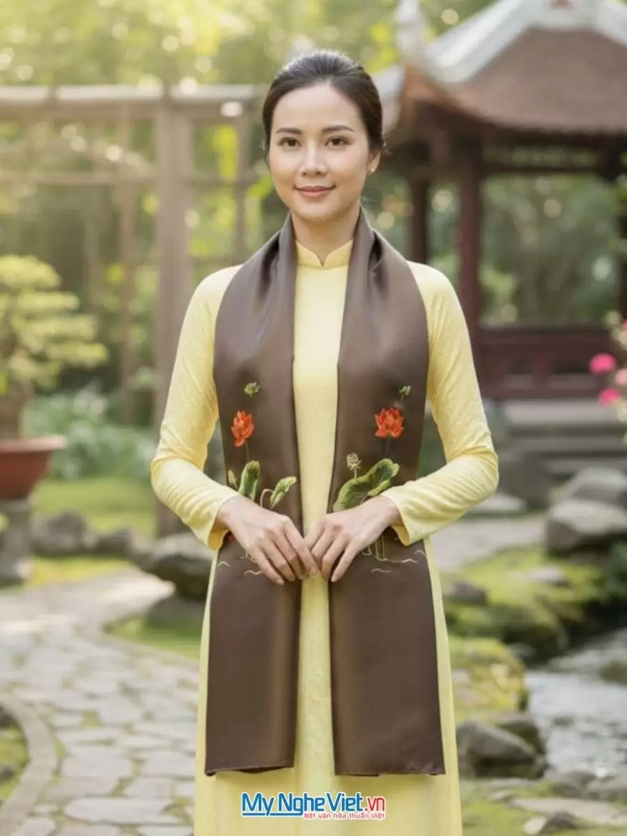 set-qua-tang-khan-lua-theu-hop-son-mai (3) Set quà tặng khăn lụa và hộp sơn mài. Quà tặng đối tác, khách du lịch